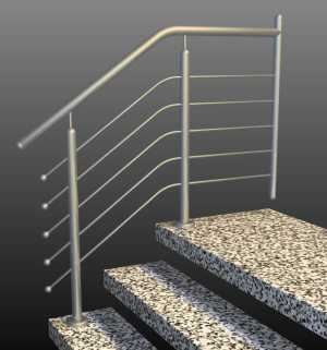 Treppengeländer 3D-Darstellung